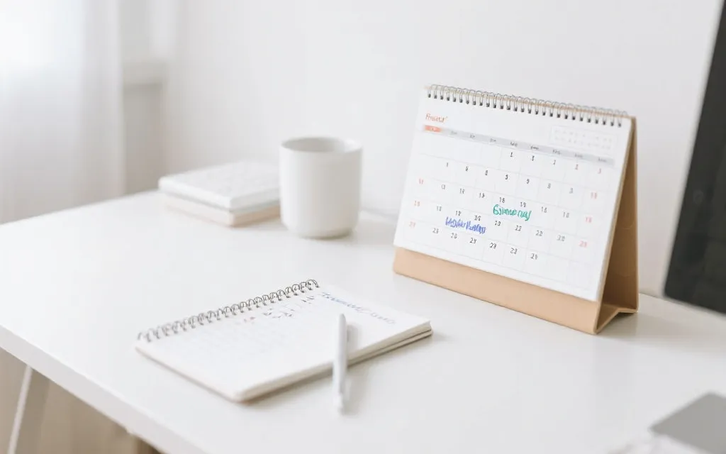 桌面时间管理：日历标注比赛时间，旁边是待办清单与睡眠记录，简洁清爽风格